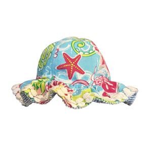 Mud Pie Baby Toddler Sun Hat Multi-Colored Beach Starfish Floral Size 12 -2T